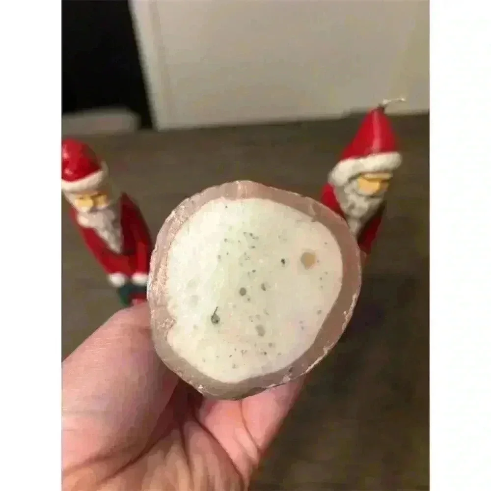 Vintage Set of 3 tall Santa Folk Art Wax Holiday Candles Christmas